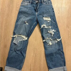 Distressed Blue Jeans